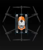 Top view of agriculture drone with foldable arms and propellers