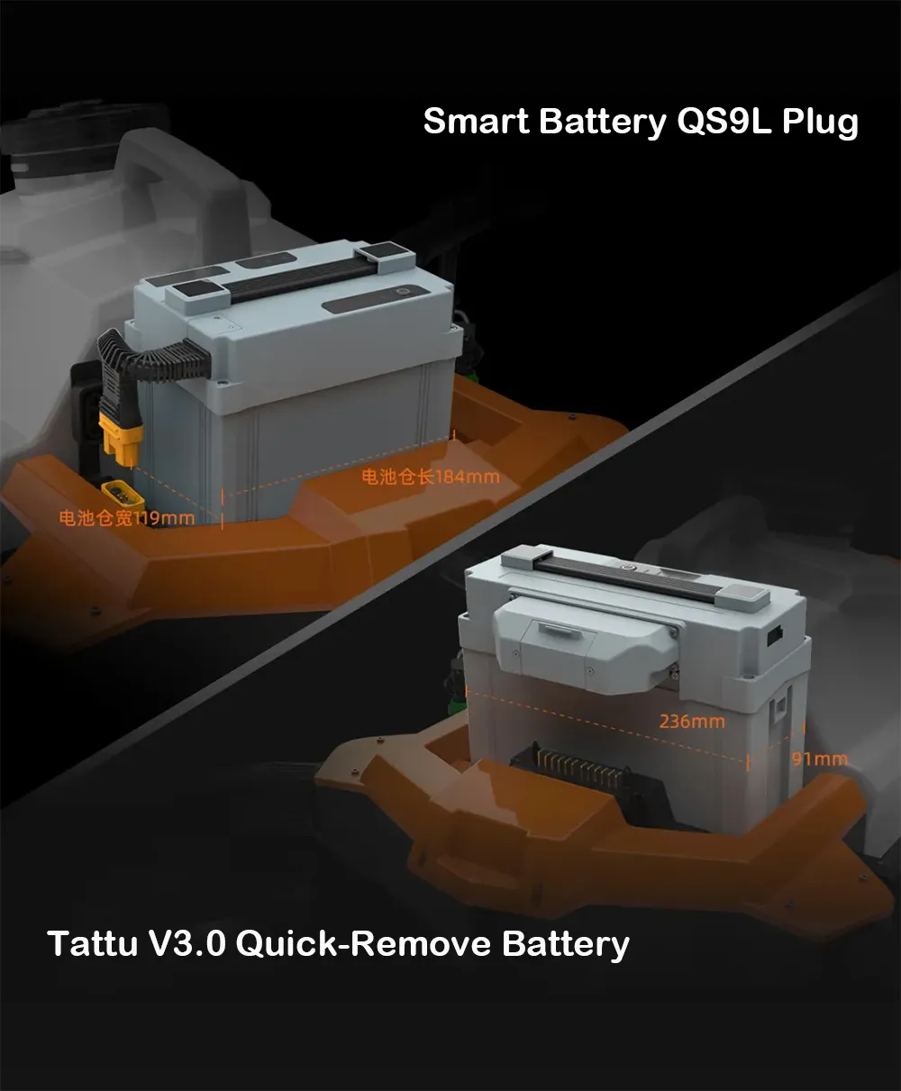 smart-battery-qs9l-plug-tattu-v3-quick-remove Smart battery with QS9L plug and Tattu V3.0 quick-remove feature for drone