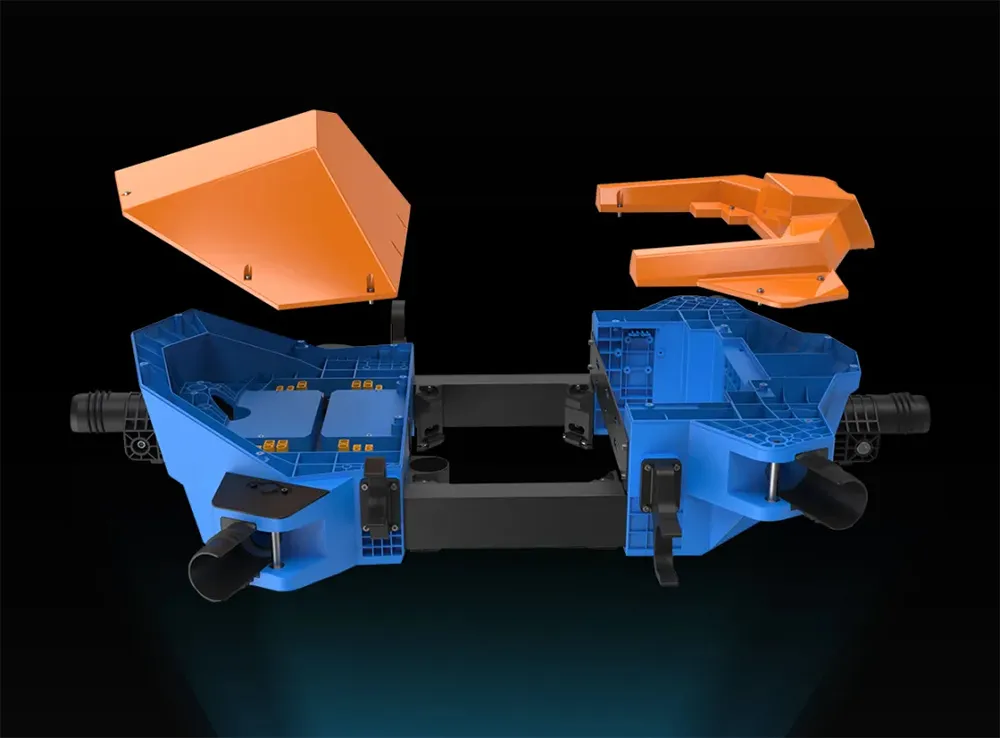 modular-frame-structure-for-agricultural-drone Modular frame structure of agricultural drone showing internal design