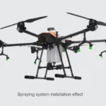 Agricultural drone with spreading system installed for fertilizer application